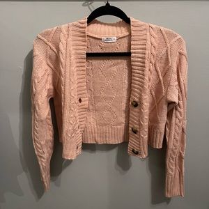 Ardenes peach cropped button up knit sweater size small